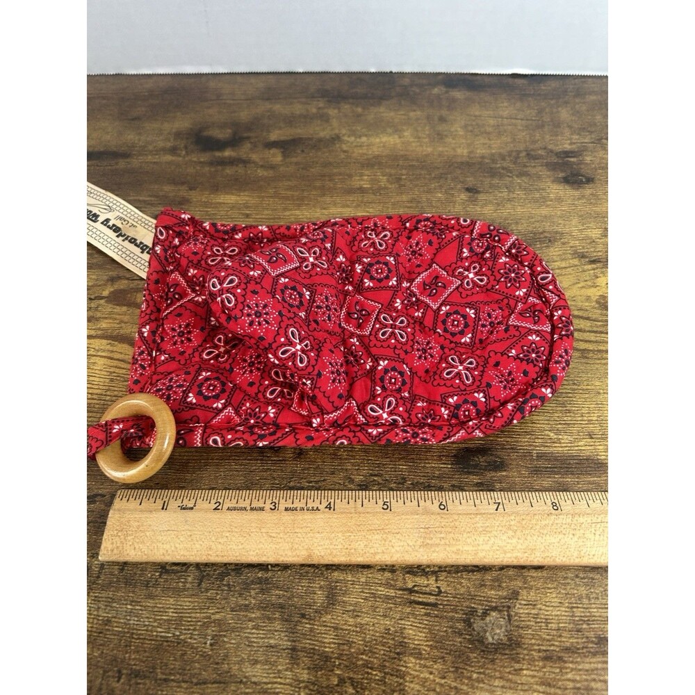 Vintage Cottagecore Embroidered Oven Mitt Red Bandana Sunbonnet Girl New Tag - Picture 7 of 13